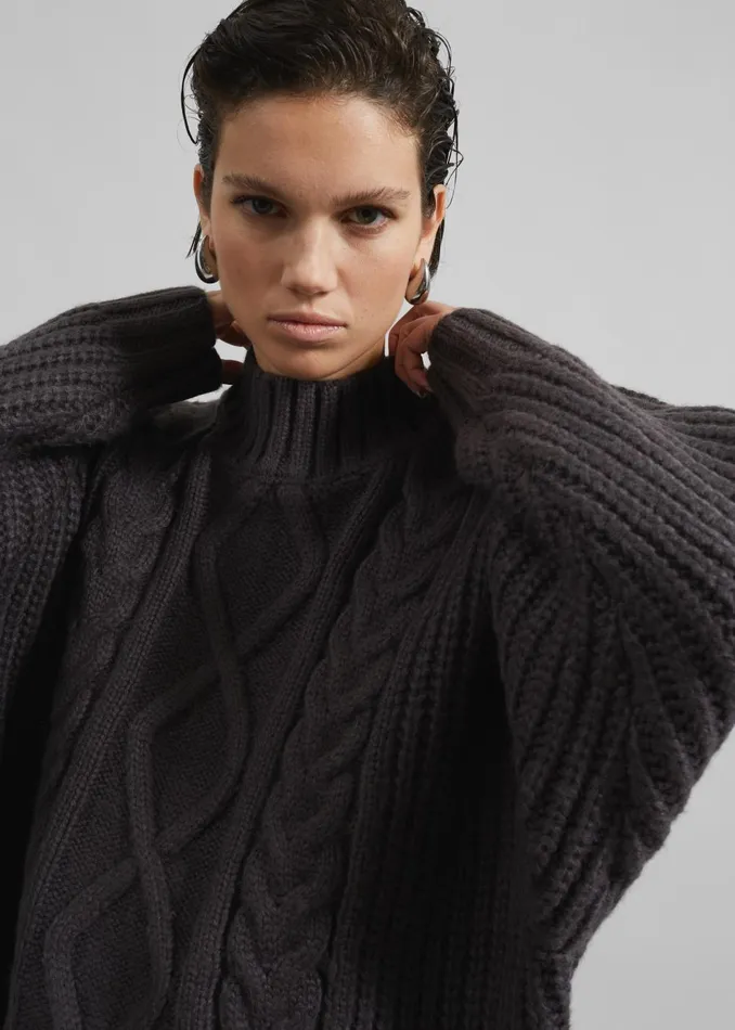 Women Wallonia Braided Sweater 8211 Charcoal The Frankie Shop Knitwear
