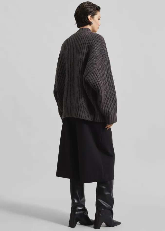 Women Wallonia Braided Sweater 8211 Charcoal The Frankie Shop Knitwear