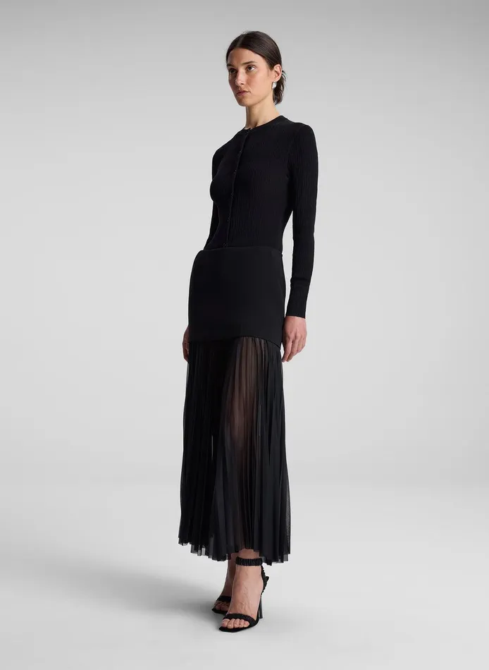 Women Willa Pleated Maxi Skirt Black ALC Bottoms
