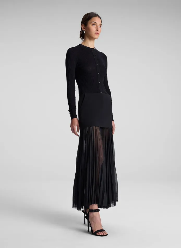 Women Willa Pleated Maxi Skirt Black ALC Bottoms