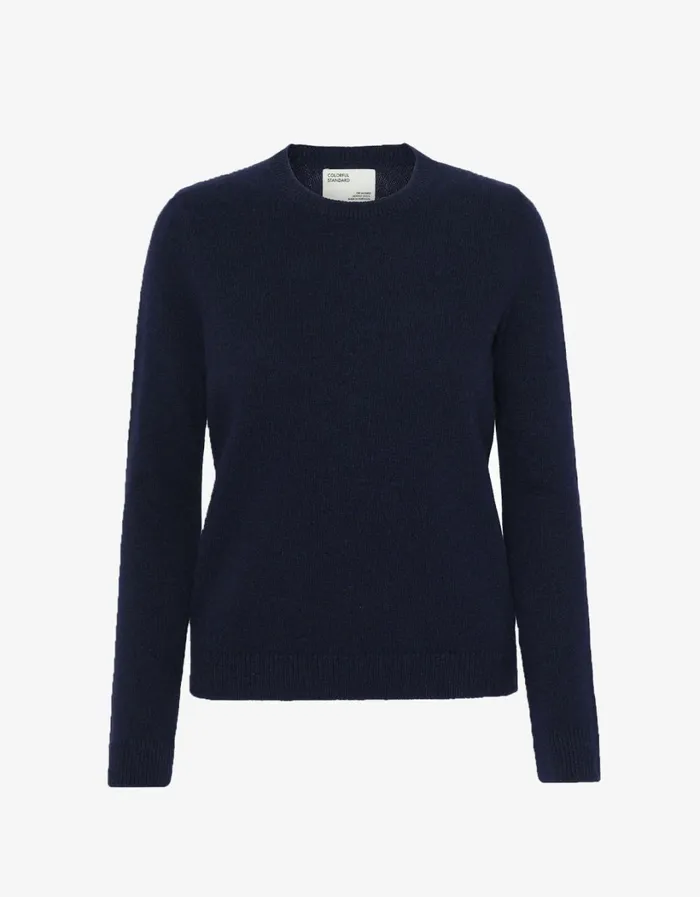 Women Women Classic Merino Wool Crew Navy Blue Colorful Standard Knit Sweaters