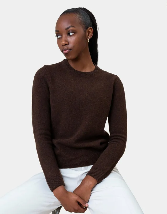 Women Women Classic Merino Wool Crew Navy Blue Colorful Standard Knit Sweaters