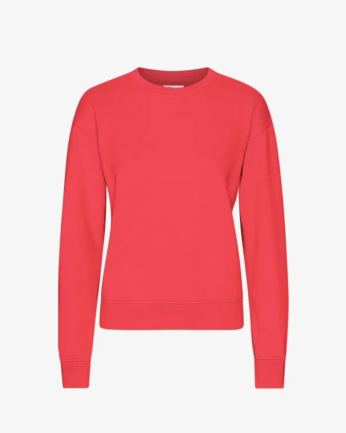 Women Women Classic Organic Crew Red Tangerine Colorful Standard Crewneck Sweatshirts