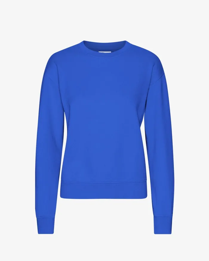 Women Women Classic Organic Crew Sapphire Blue Colorful Standard Crewneck Sweatshirts
