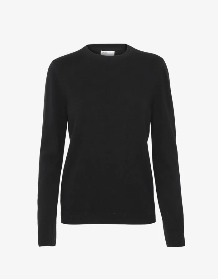 Women Women Light Merino Wool Crew Deep Black Colorful Standard Knit Sweaters