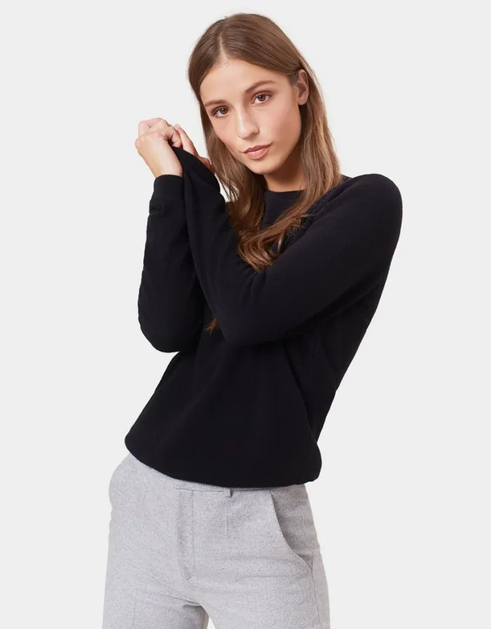 Women Women Light Merino Wool Crew Deep Black Colorful Standard Knit Sweaters