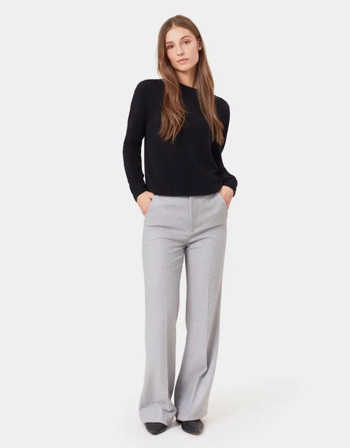 Women Women Light Merino Wool Crew Deep Black Colorful Standard Knit Sweaters