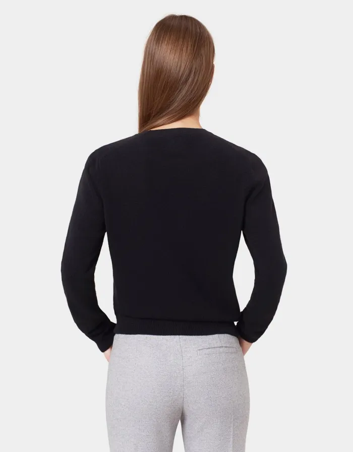 Women Women Light Merino Wool Crew Deep Black Colorful Standard Knit Sweaters