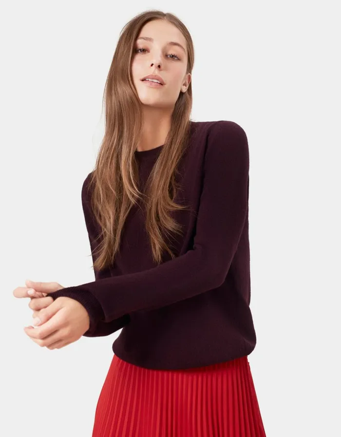 Women Women Light Merino Wool Crew Oxblood Red Colorful Standard Knit Sweaters