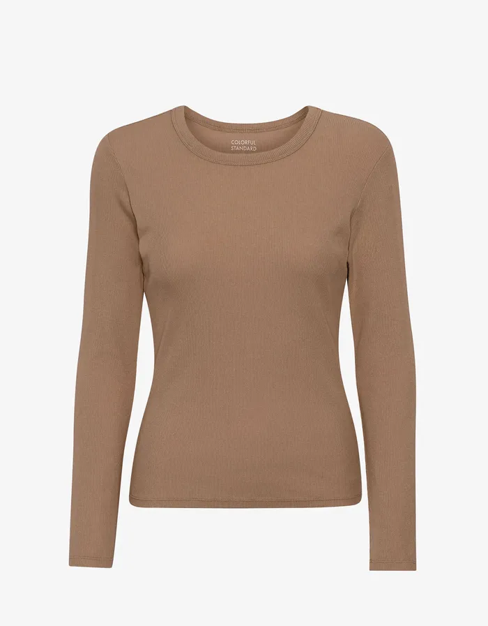 Women Women Organic Rib LS TShirt 8211 Sahara Camel TShirts Colorfulstandard
