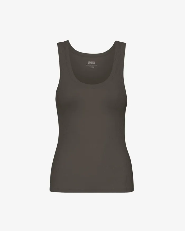 Women Women Organic Rib Tank Top Coffee Brown Colorful Standard Tank Tops