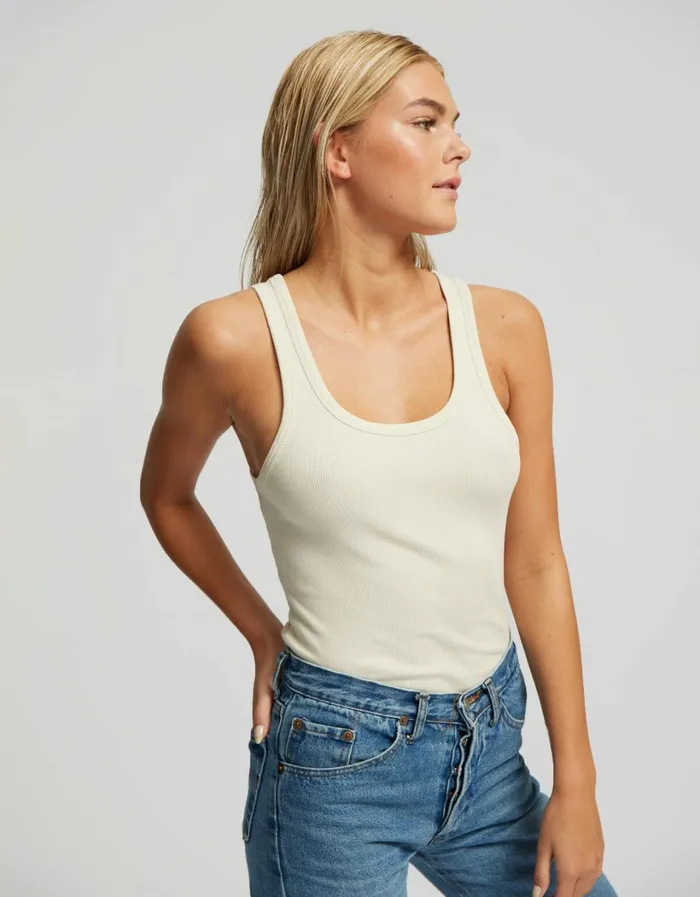 Women Women Organic Rib Tank Top Coffee Brown Colorful Standard Tank Tops