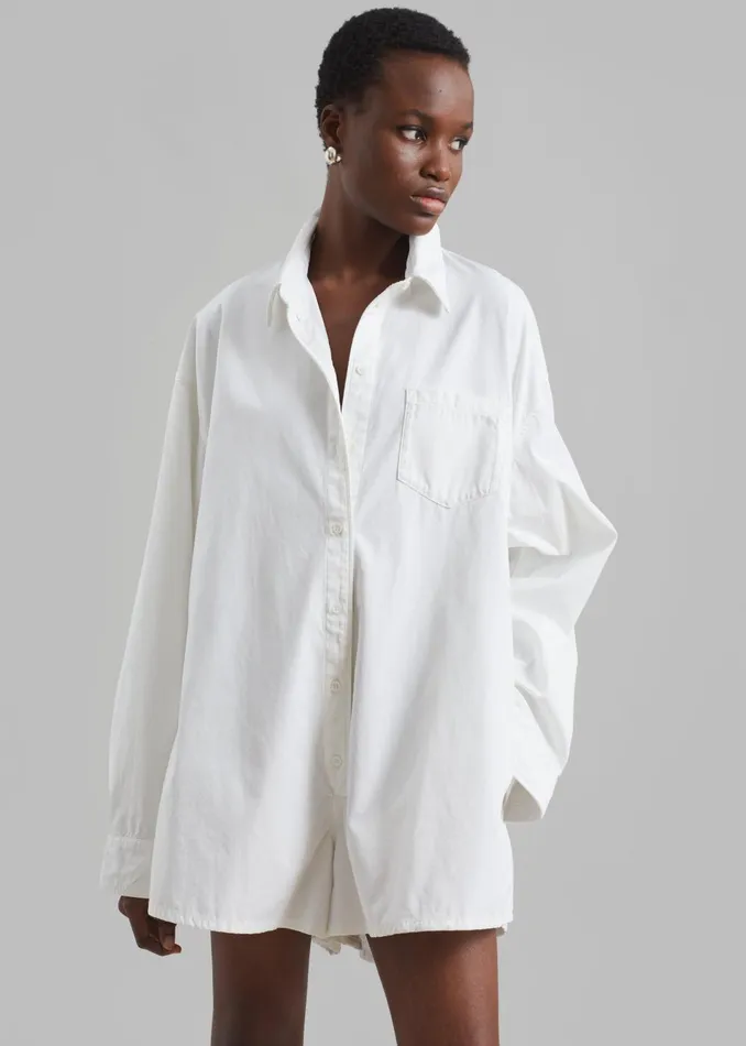 Women Wren Denim Romper 8211 White The Frankie Shop Jumpsuits
