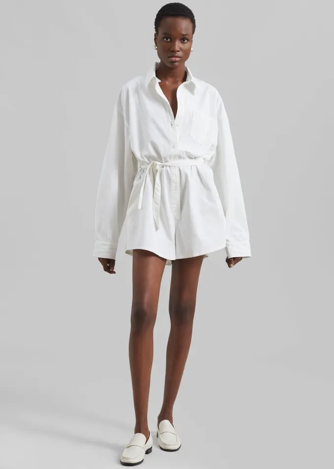 Women Wren Denim Romper 8211 White The Frankie Shop Jumpsuits