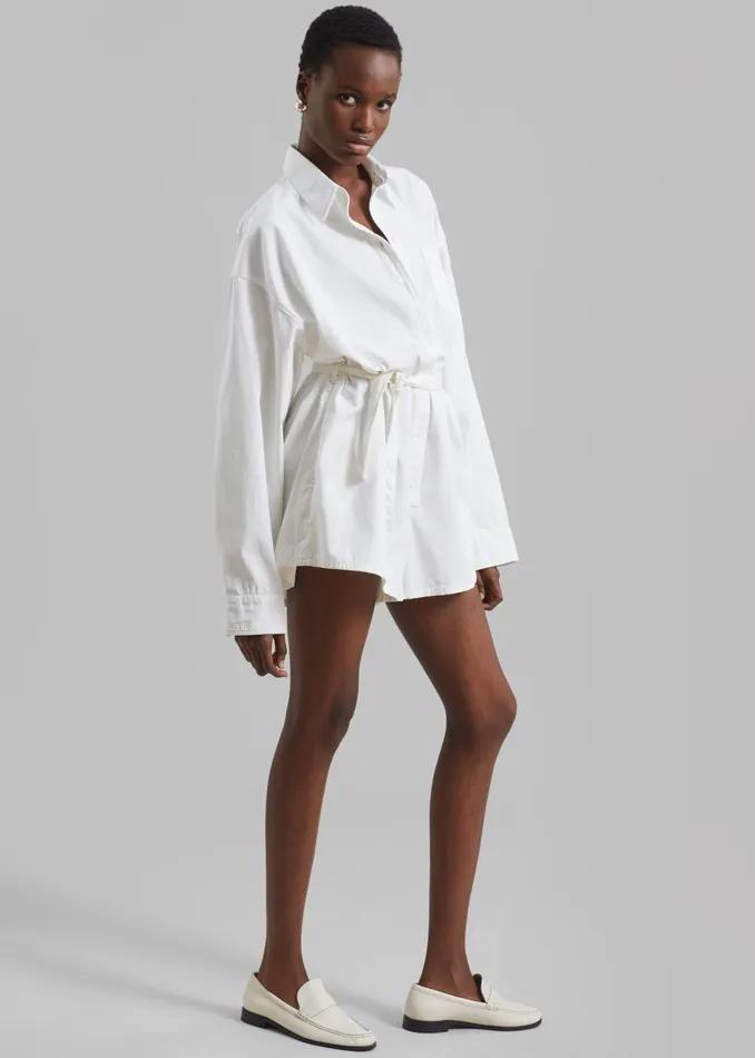 Women Wren Denim Romper 8211 White The Frankie Shop Jumpsuits