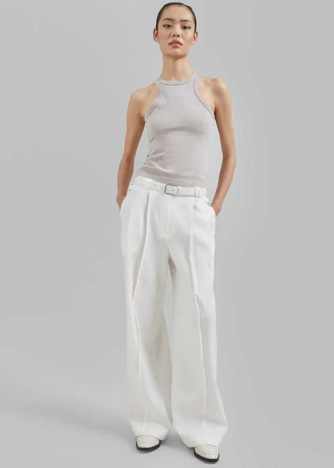 Women Xia Side Belt Trousers 8211 White The Frankie Shop Bottoms