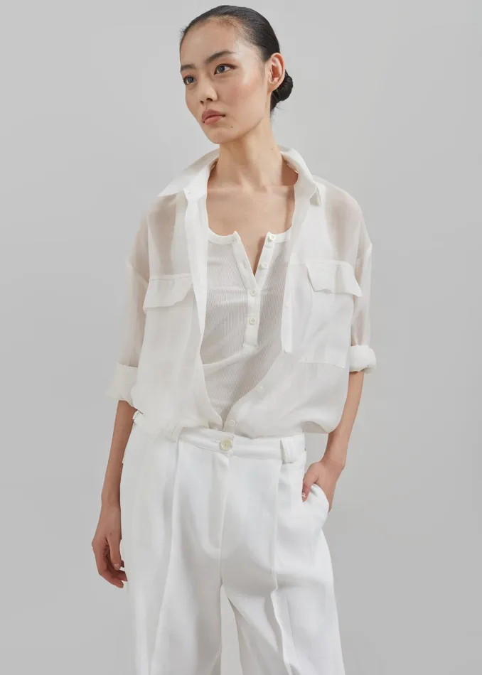 Women Xia Side Belt Trousers 8211 White The Frankie Shop Bottoms