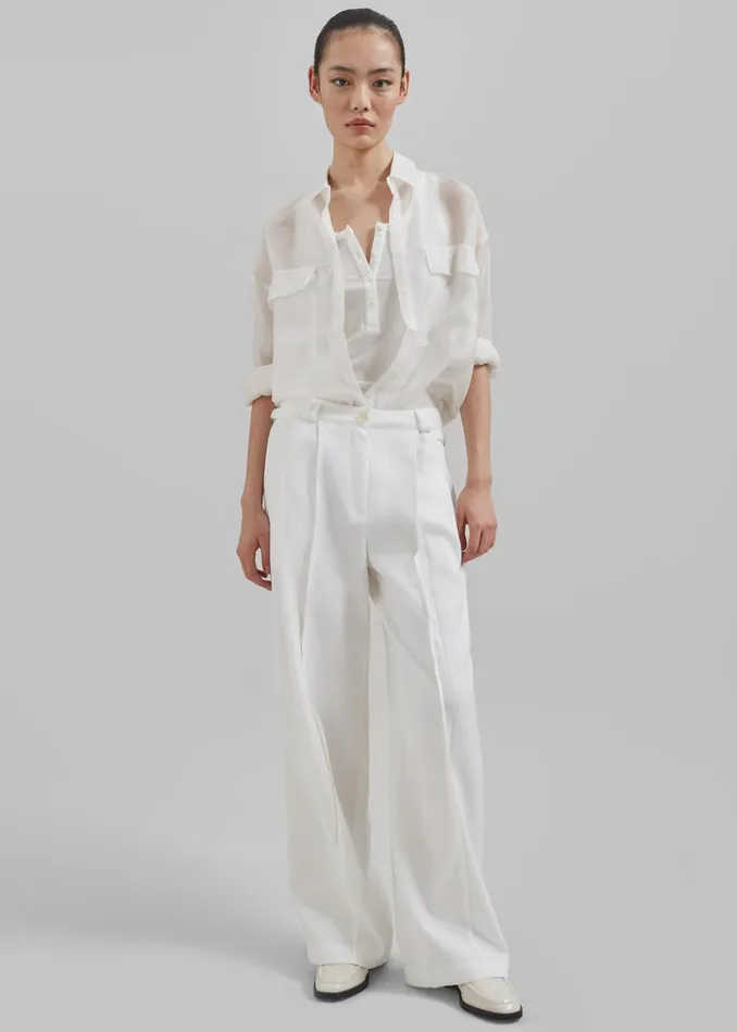 Women Xia Side Belt Trousers 8211 White The Frankie Shop Bottoms