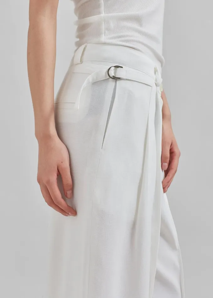 Women Xia Side Belt Trousers 8211 White The Frankie Shop Bottoms