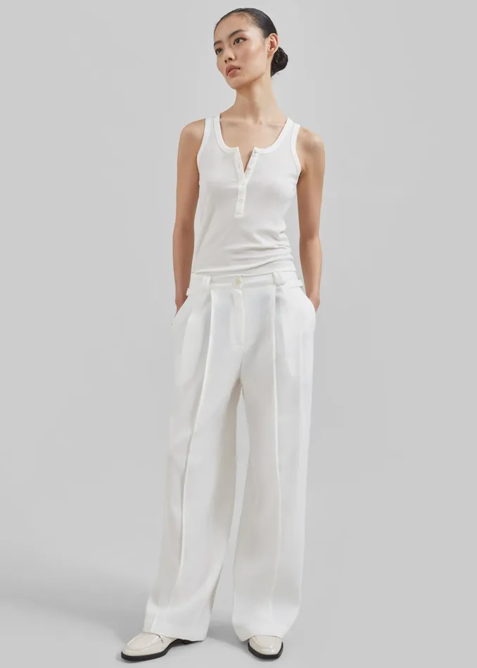 Women Xia Side Belt Trousers 8211 White The Frankie Shop Bottoms
