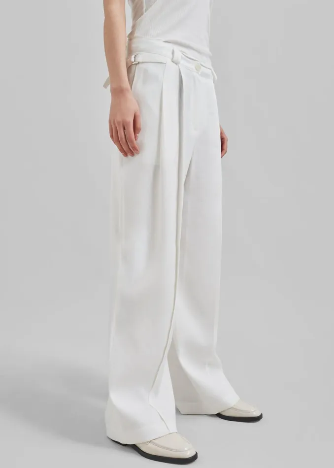 Women Xia Side Belt Trousers 8211 White The Frankie Shop Bottoms