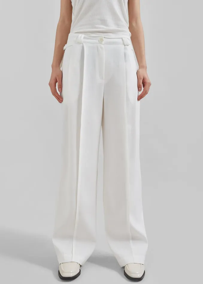 Women Xia Side Belt Trousers 8211 White The Frankie Shop Bottoms
