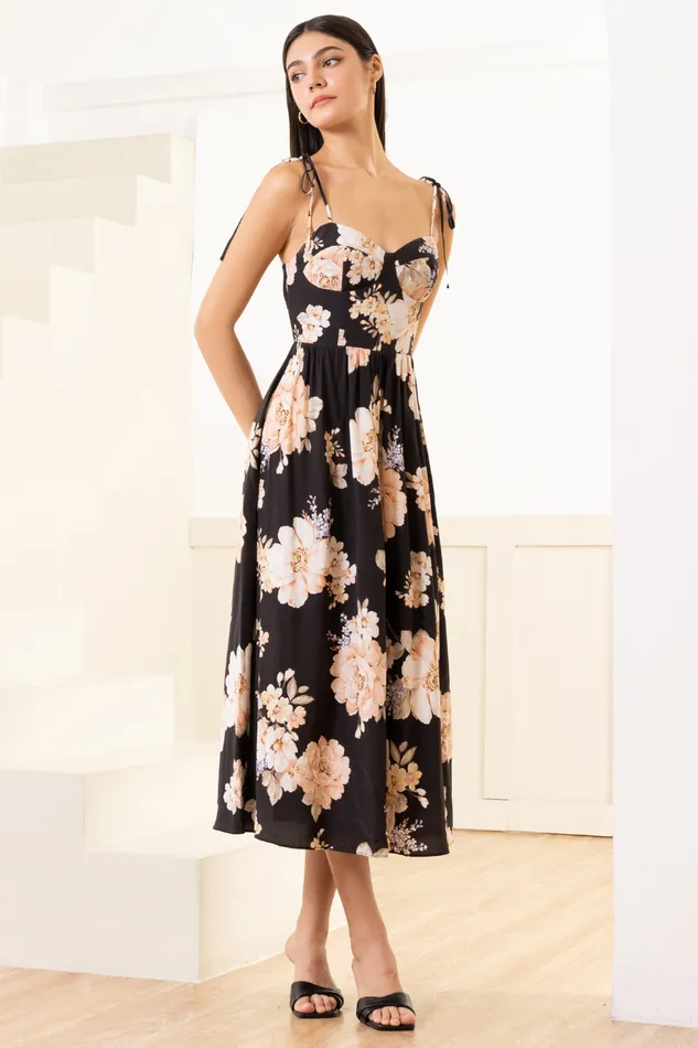 Women YUMI KIM Dresses CLEO MIDI DRESS Blossom Black