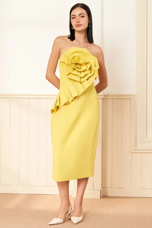 Women YUMI KIM Dresses RIO LINEN DRESS Chartreuse