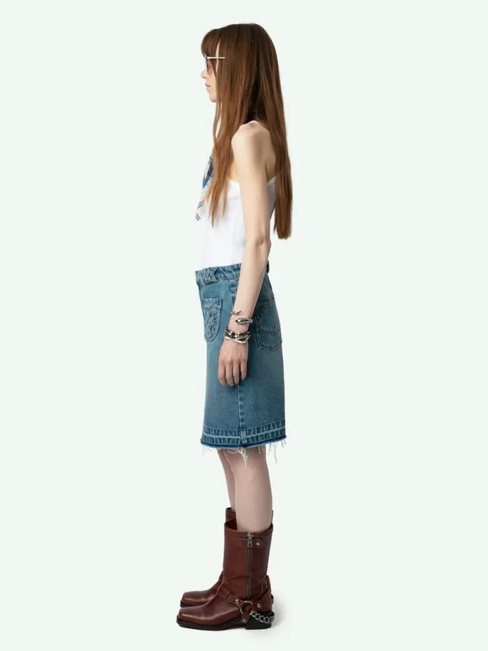 Women Zadig and Voltaire Dresses and Skirts Jingle Denim Skirt Light Blue