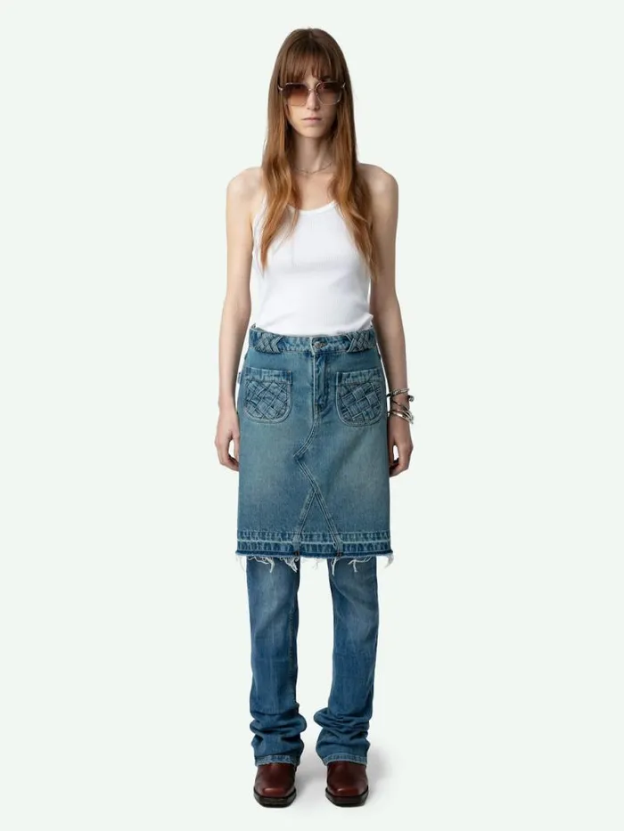 Women Zadig and Voltaire Dresses and Skirts Jingle Denim Skirt Light Blue
