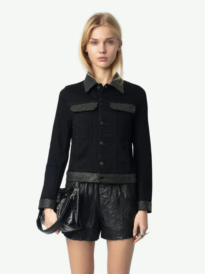 Women Zadig and Voltaire Jackets and Coats Kioky Denim Jacket Black Women Zadig and Voltaire Jackets and Coats Kioky Denim Jacket Black