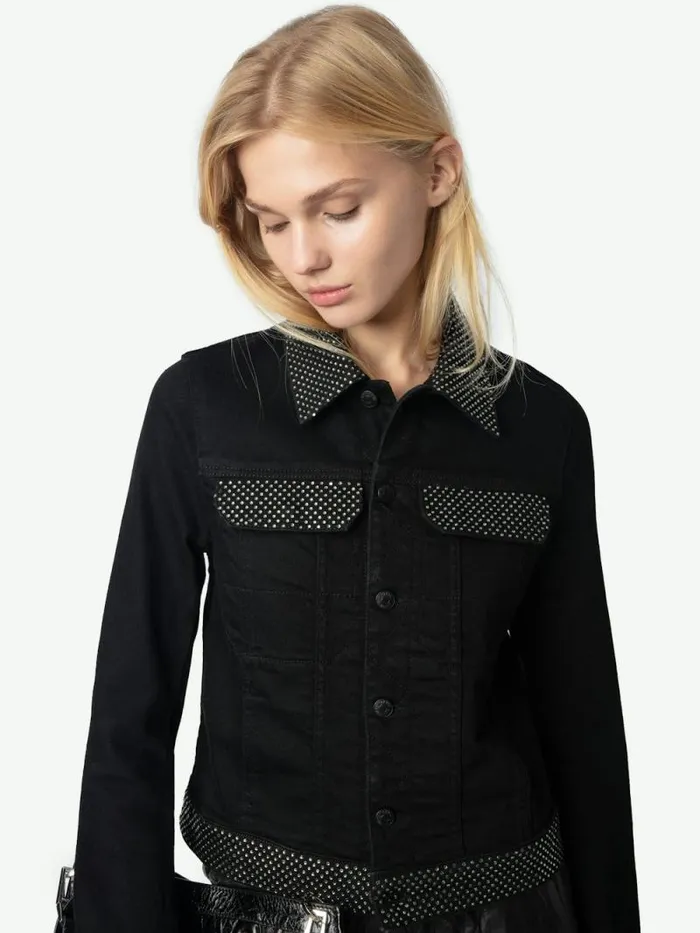 Women Zadig and Voltaire Jackets and Coats Kioky Denim Jacket Black Women Zadig and Voltaire Jackets and Coats Kioky Denim Jacket Black