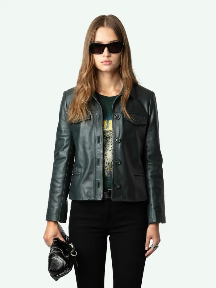 Women Zadig and Voltaire Jackets and Coats Liam Leather Jacket Peaks