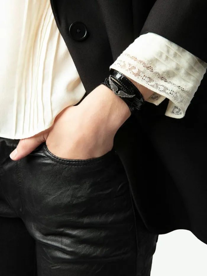 Women Zadig and Voltaire Jewelry Rock Leather Bracelet Black Women Zadig and Voltaire Jewelry Rock Leather Bracelet Black