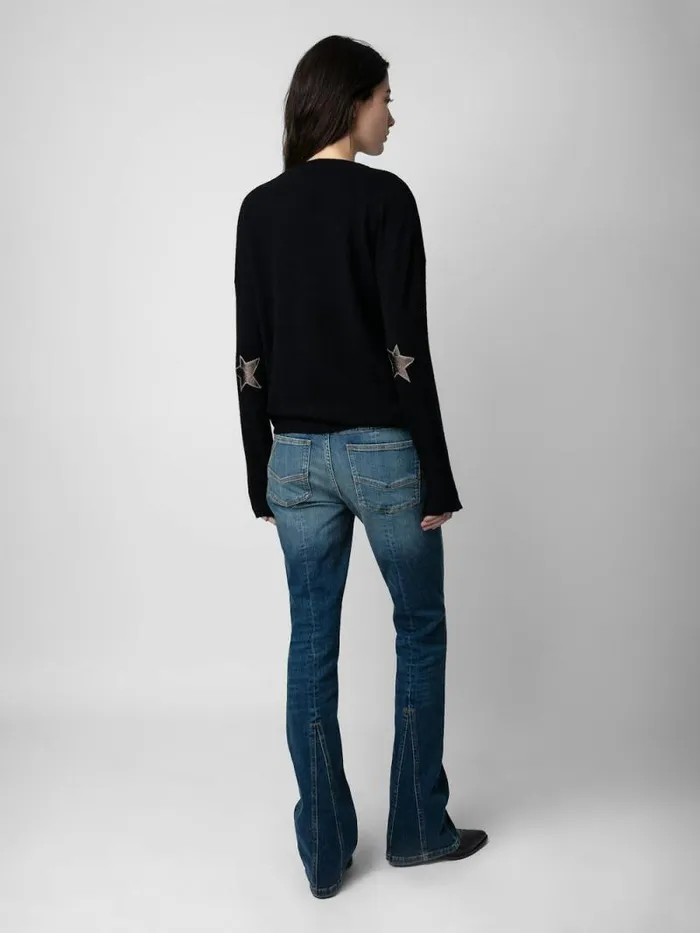 Women Zadig and Voltaire Sweaters and Cardigans Cici Patch Cashmere Sweater Black Women Zadig and Voltaire Sweaters and Cardigans Cici Patch Cashmere Sweater Black