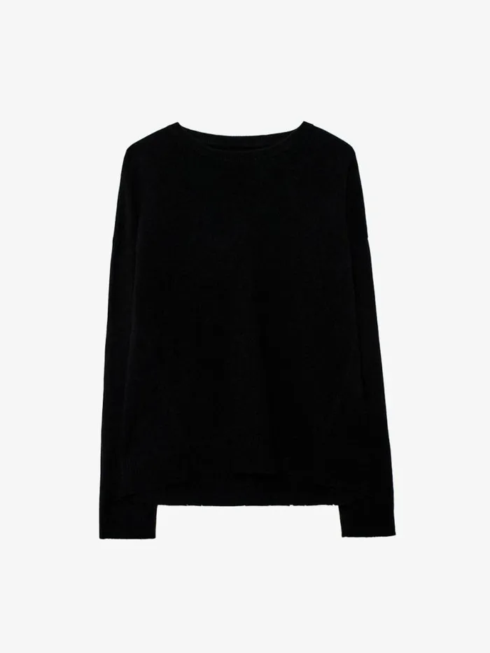 Women Zadig and Voltaire Sweaters and Cardigans Cici Patch Cashmere Sweater Black Women Zadig and Voltaire Sweaters and Cardigans Cici Patch Cashmere Sweater Black
