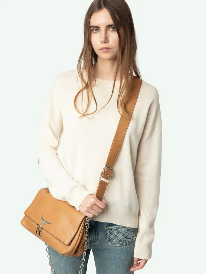 Women Zadig and Voltaire Sweaters and Cardigans Cici Patch Cashmere Sweater Ecru Women Zadig and Voltaire Sweaters and Cardigans Cici Patch Cashmere Sweater Ecru