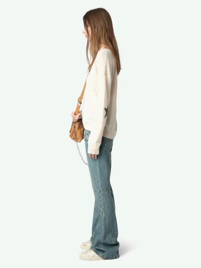 Women Zadig and Voltaire Sweaters and Cardigans Cici Patch Cashmere Sweater Ecru Women Zadig and Voltaire Sweaters and Cardigans Cici Patch Cashmere Sweater Ecru