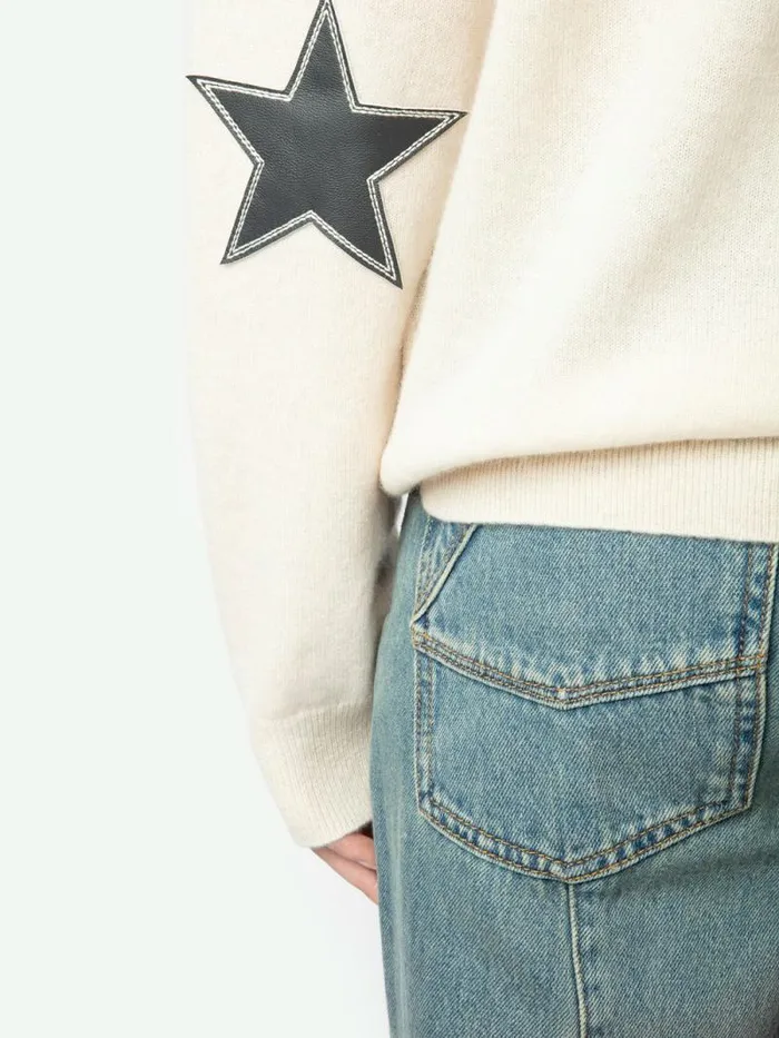 Women Zadig and Voltaire Sweaters and Cardigans Cici Patch Cashmere Sweater Ecru Women Zadig and Voltaire Sweaters and Cardigans Cici Patch Cashmere Sweater Ecru