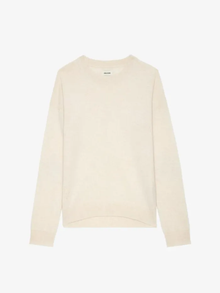 Women Zadig and Voltaire Sweaters and Cardigans Cici Patch Cashmere Sweater Ecru Women Zadig and Voltaire Sweaters and Cardigans Cici Patch Cashmere Sweater Ecru