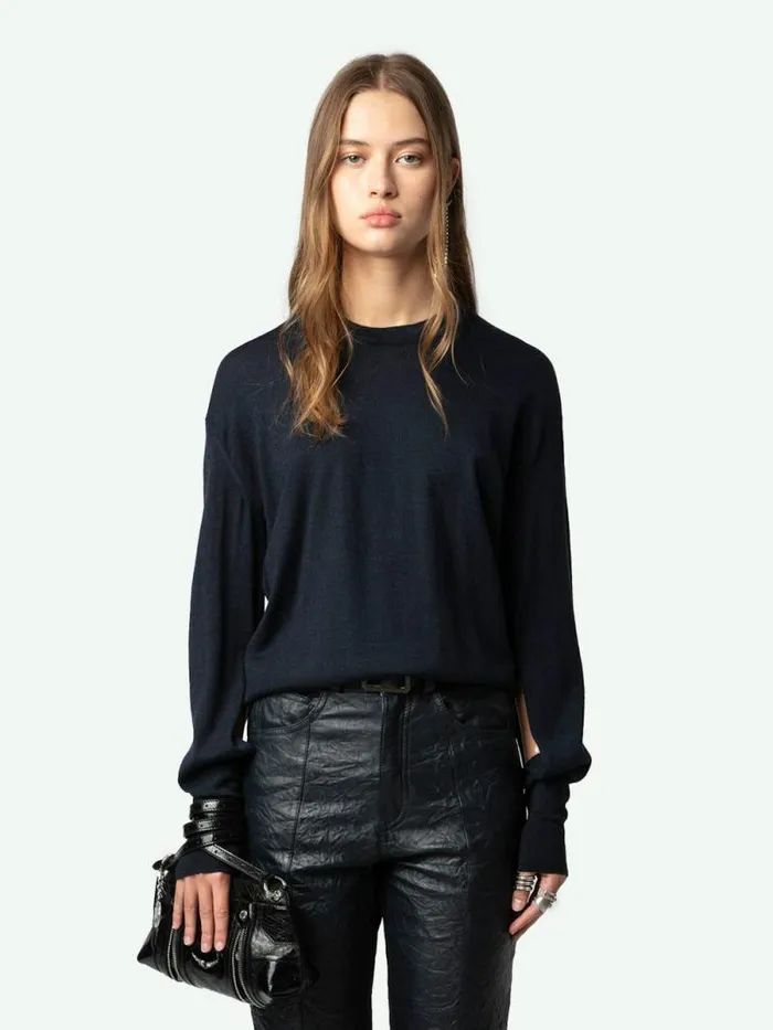 Women Zadig and Voltaire Sweaters and Cardigans Emmy Sweater Encre Women Zadig and Voltaire Sweaters and Cardigans Emmy Sweater Encre