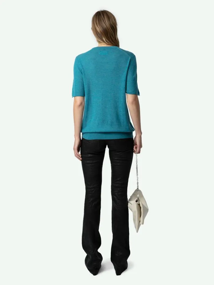 Women Zadig and Voltaire Sweaters and Cardigans Ida Diamante Amour Cashmere Sweater Aqua Women Zadig and Voltaire Sweaters and Cardigans Ida Diamante Amour Cashmere Sweater Aqua