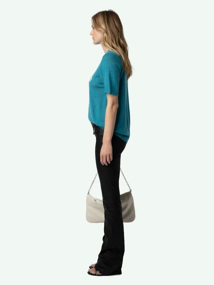 Women Zadig and Voltaire Sweaters and Cardigans Ida Diamante Amour Cashmere Sweater Aqua Women Zadig and Voltaire Sweaters and Cardigans Ida Diamante Amour Cashmere Sweater Aqua
