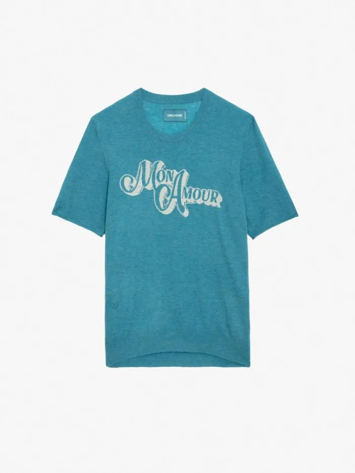 Women Zadig and Voltaire Sweaters and Cardigans Ida Diamante Amour Cashmere Sweater Aqua Women Zadig and Voltaire Sweaters and Cardigans Ida Diamante Amour Cashmere Sweater Aqua