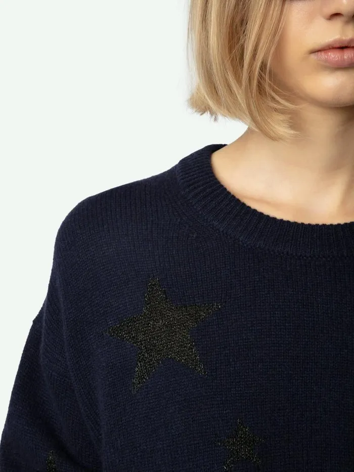 Women Zadig and Voltaire Sweaters and Cardigans Markus Cashmere Sweater Encre Women Zadig and Voltaire Sweaters and Cardigans Markus Cashmere Sweater Encre