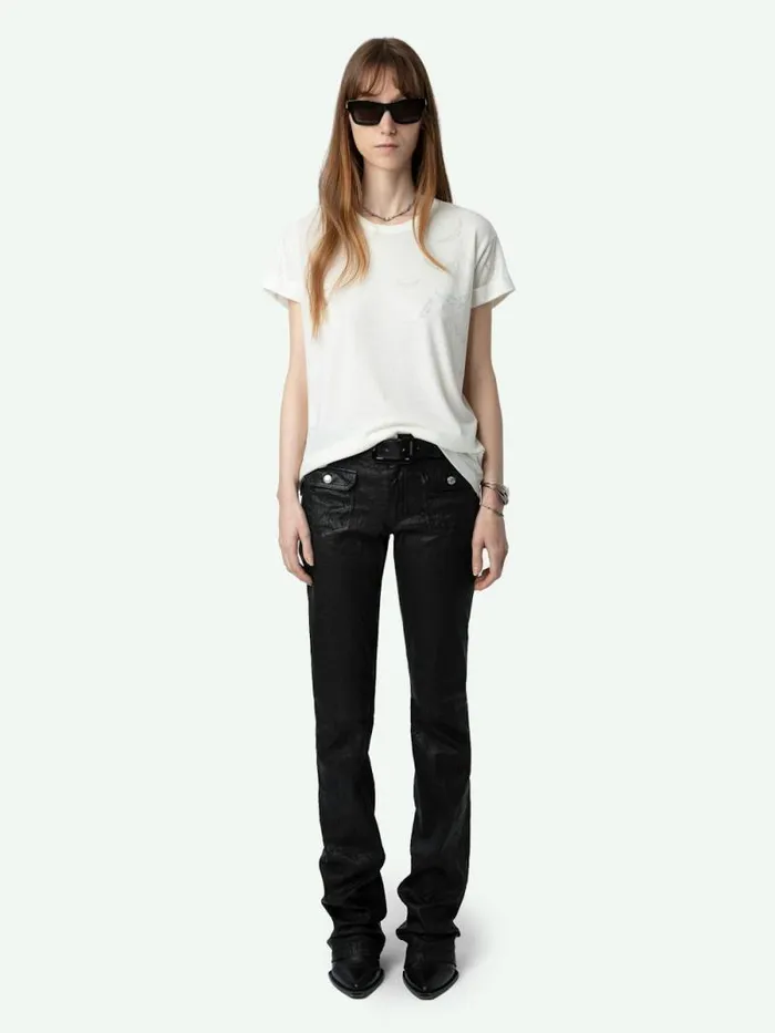 Women Zadig and Voltaire TShirts Anya Diamante Wings Tshirt Judo