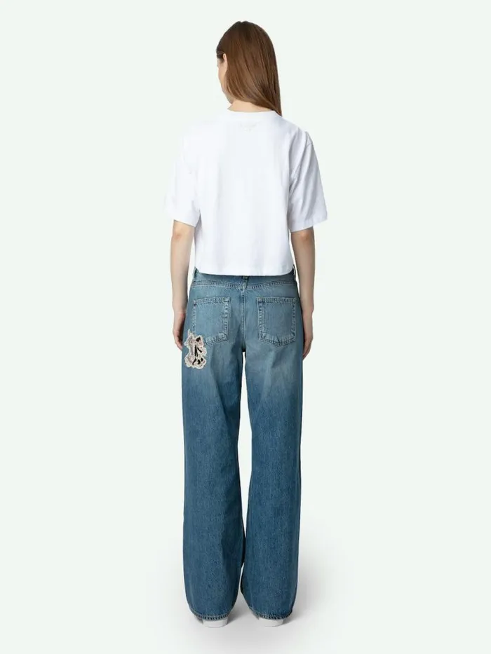 Women Zadig and Voltaire TShirts Lennox Cropped Tee Pure White Women Zadig and Voltaire TShirts Lennox Cropped Tee Pure White