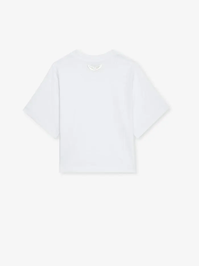 Women Zadig and Voltaire TShirts Lennox Cropped Tee Pure White Women Zadig and Voltaire TShirts Lennox Cropped Tee Pure White