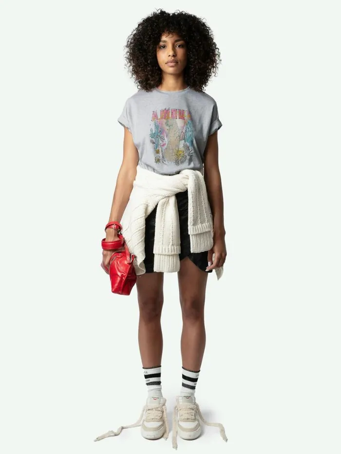 Women Zadig and Voltaire TShirts Tommer Concert Tshirt Gris Chine
