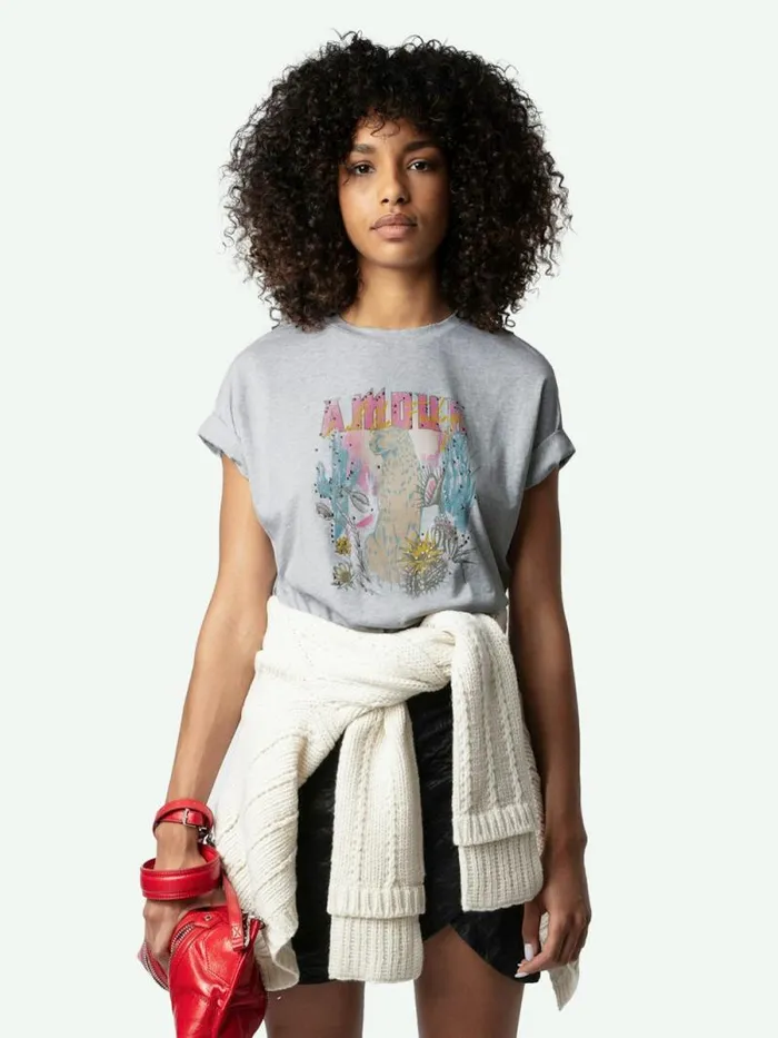 Women Zadig and Voltaire TShirts Tommer Concert Tshirt Gris Chine